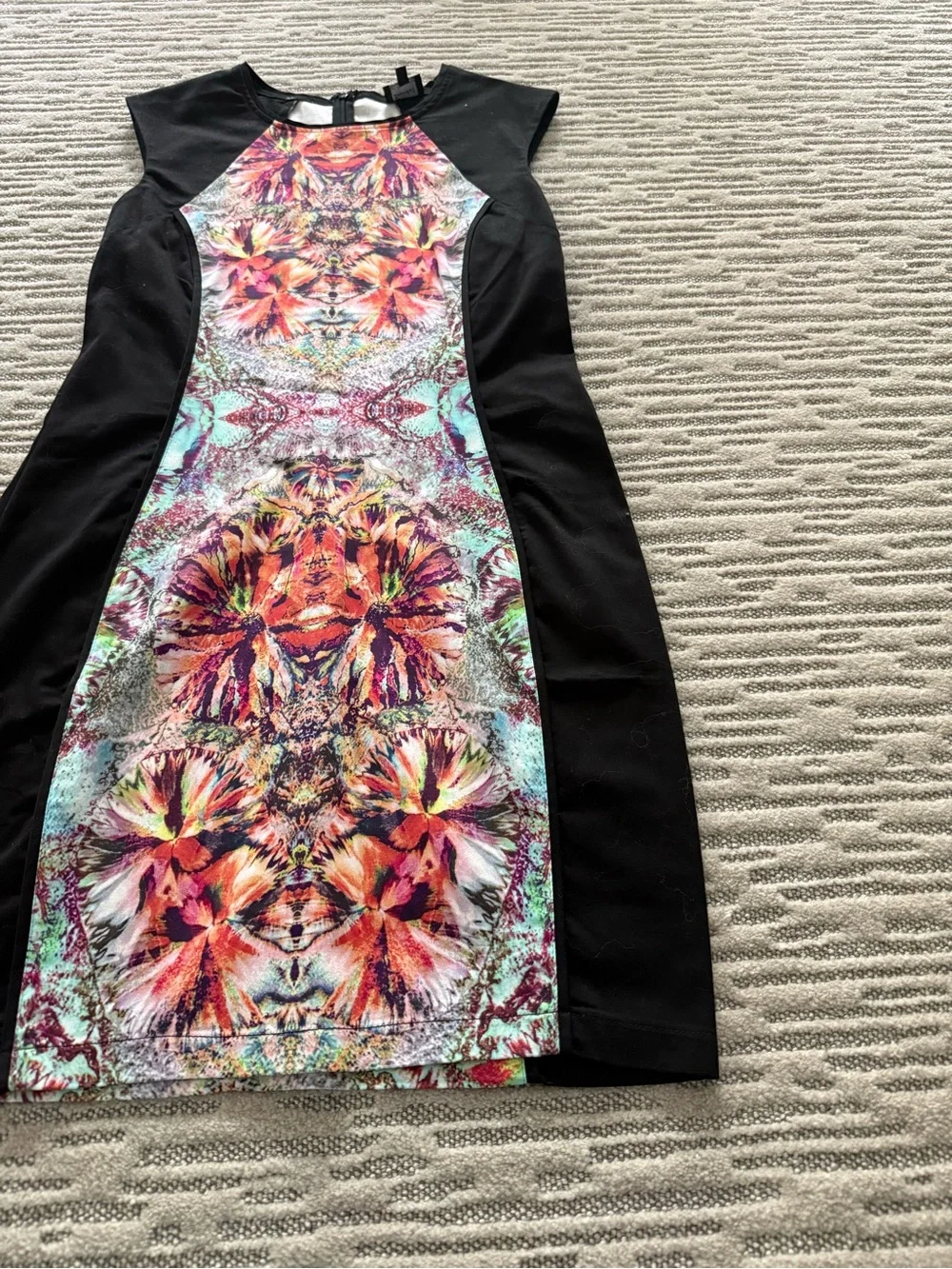 Bardot Black Panel Floral-Print Midi Dress